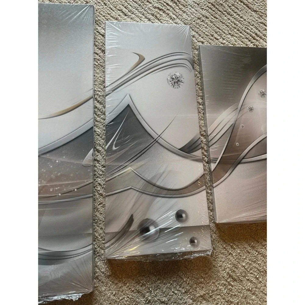 5 Panel Wall Art Decor Abstract Silver Gray Beige Canvas Prints Pictures